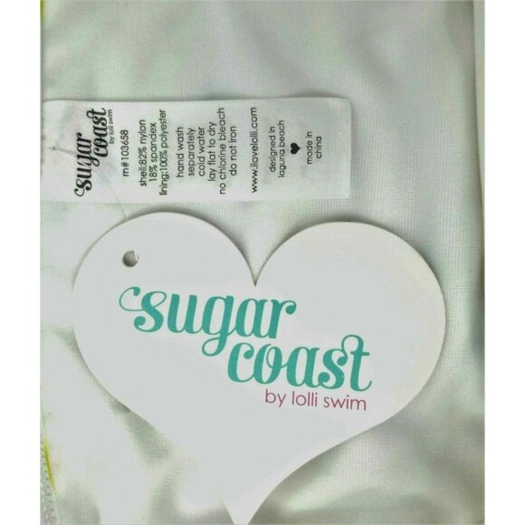 Sugar Coast by Lolli Swim Bikini Bottom M Lemon Print Ruffle Yellow White Beachy - Picture 6 of 7